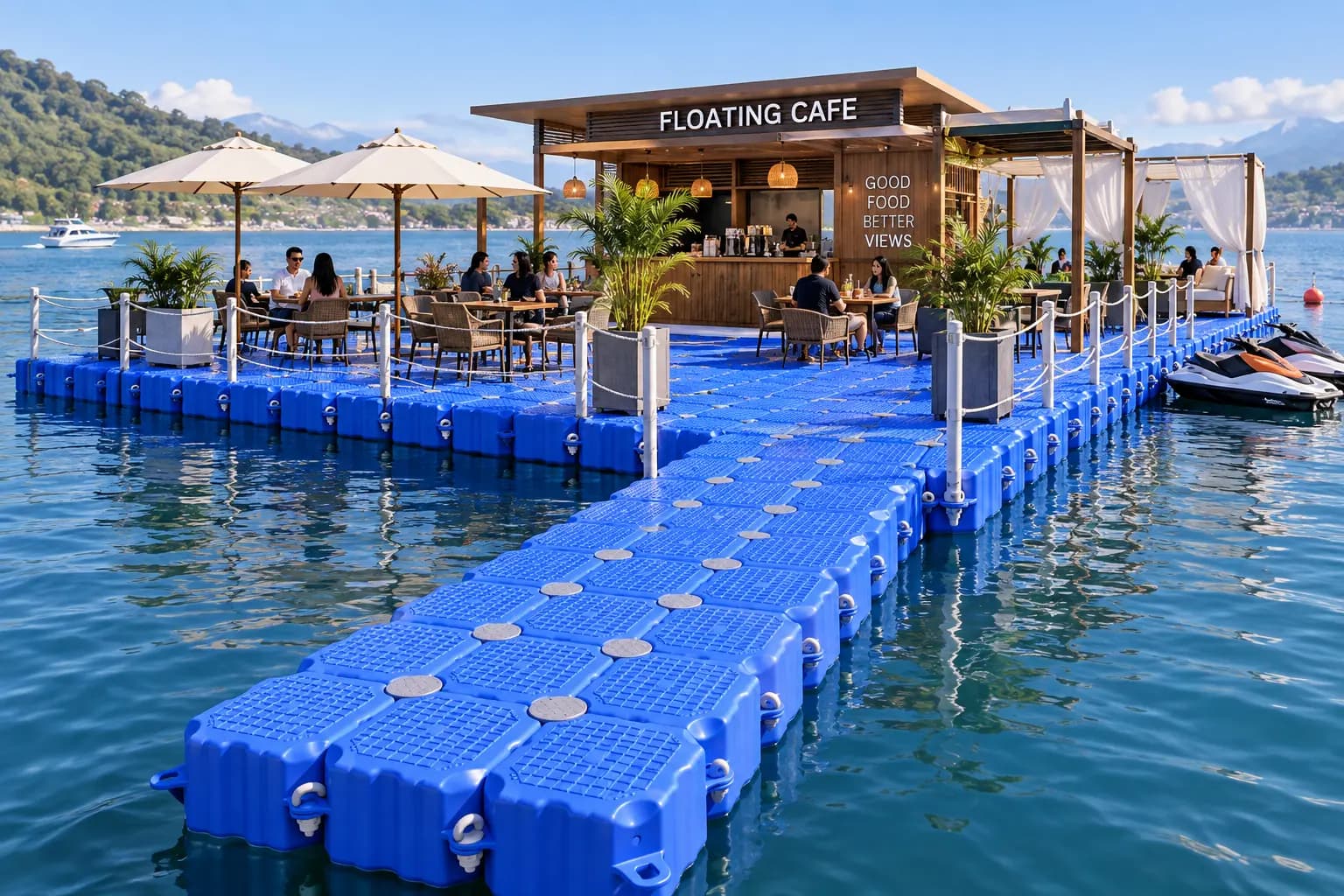 Platform wisata dari Kubus Apung HDPE