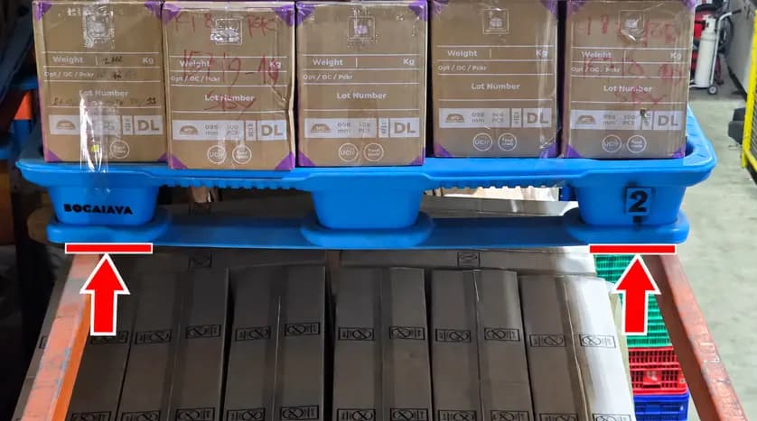 Tumpuan pallet di rack