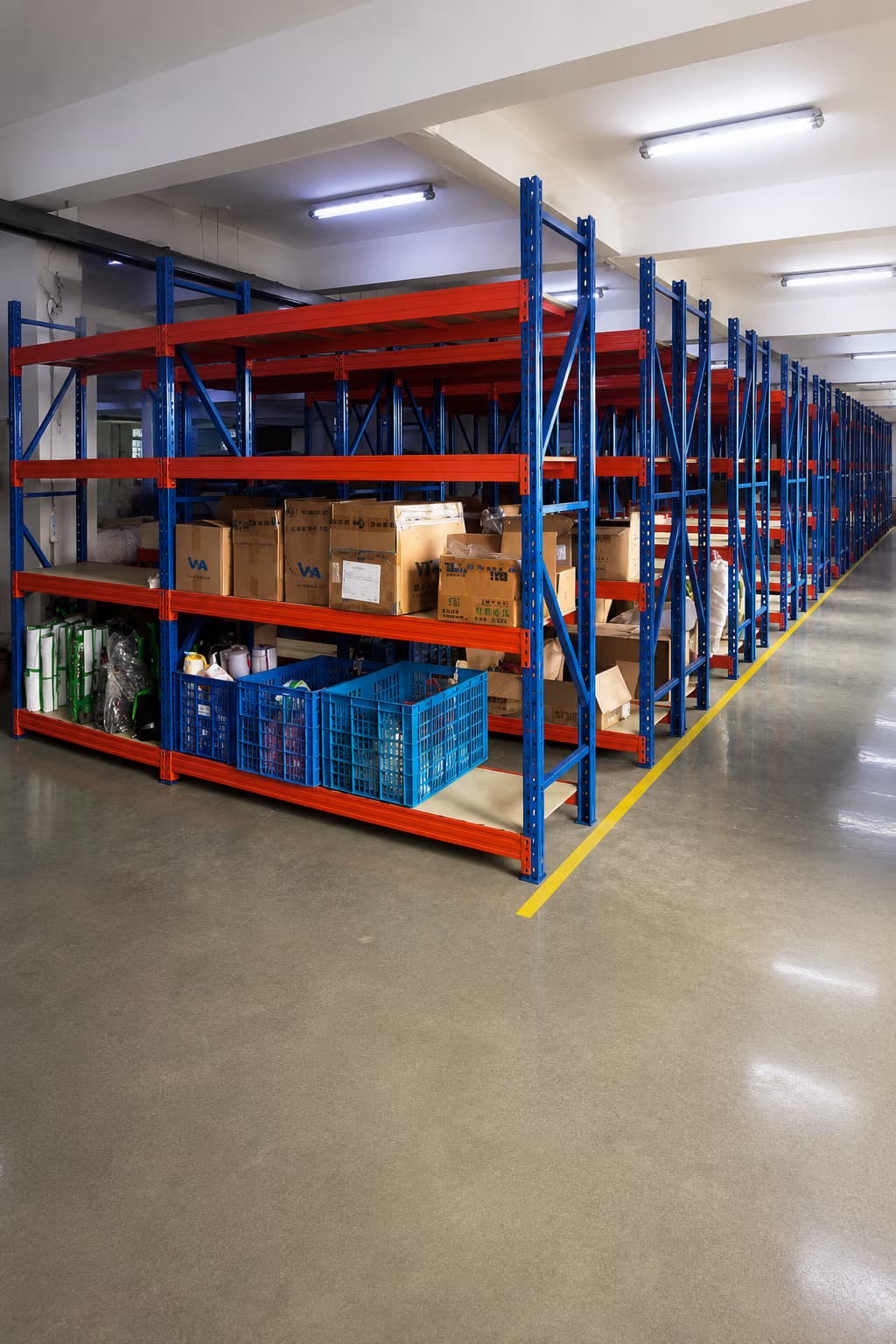 iron racks in a warehouse