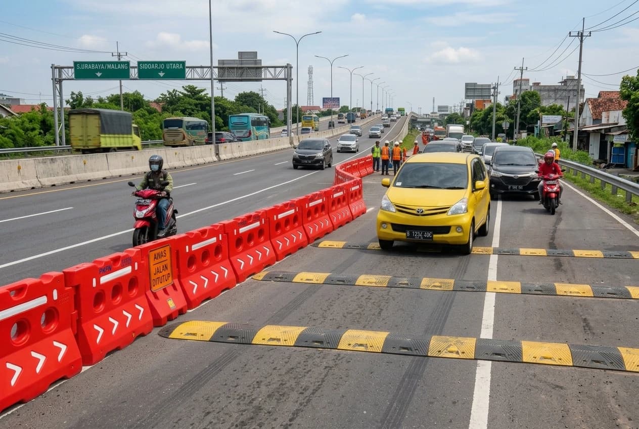 Road barrier di jalan raya